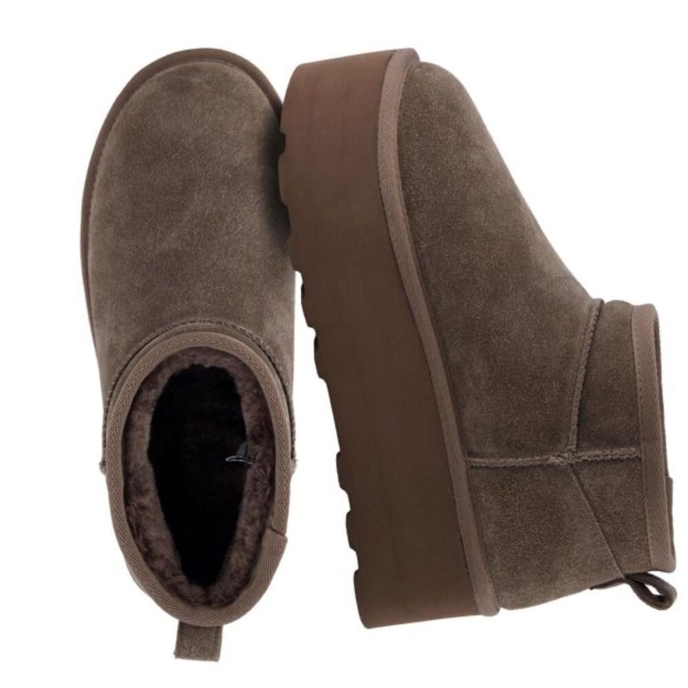 Cushionaire Hippy Women’s Suede Platform Ankle Boots Taupe Size 8.5 New